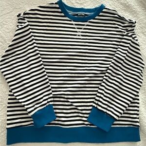 Free People inspired Striped Sweatshirt with Blue Accents